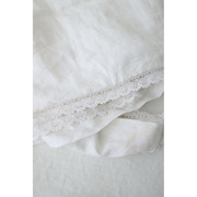 法国亚麻纯亚麻水洗麻布白色蕾丝花边床单