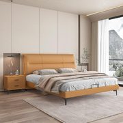 北欧现代极简皮艺床，1.8米双人床软包床，简约1.5m卧室储物床168