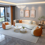 网红轻奢小户型沙发，客厅电视柜茶几组合套装贵妃科技布艺弧形