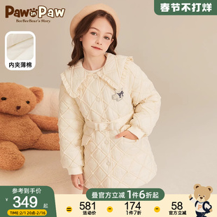 PawinPaw卡通小熊童装2023年秋冬女童淑女风棉服儿童甜美外套