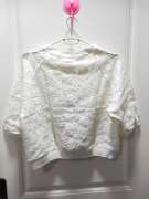 1.5折曼娅奴女生镂空立体设计t恤夏款高腰七分袖纯白女士短袖外套