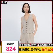 lily2024春女装商务通勤时尚，叠穿百搭修身短款西装马夹外套女