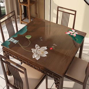 新中式八仙桌桌布防水防油正方形餐桌布垫pvc软玻璃实木方桌垫子