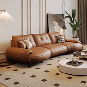 曲美家居复古猫抓布弧形(布弧形，)沙发客厅，简约现代意式极简网红小