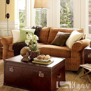 奢华大气简约羽绒进口雪尼尔布艺沙发 客厅3+2+1复古实木组合沙发