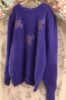 2023 蓝紫色手工刺绣花朵款套头原单外贸单品安哥拉长袖兔毛