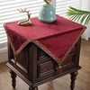 新中式床头柜盖布红色喜庆方桌桌布纯色正方形茶几八仙桌台06