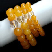 十二星座之珠饰品手链射转运手链8MM至14MM黄玉配白水晶手链