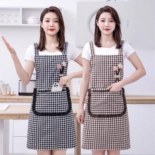 韩版时尚加厚棉布围裙厨房家用做饭防油污背带，围腰男女上班工作服