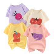 27home韩童装短袖t恤夏季女童宝宝女孩儿童蔬菜水果图案夏装纯棉