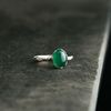 泰银s925银饰品手工绿色石榴石，玉髓复古女款指环，开口女戒指送女士