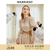 maxrieny蕾丝长裙女秋季长袖提花，连衣裙精致宫廷，感浮雕氛围感裙