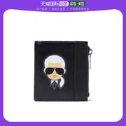 美国直邮karllagerfeld女士真皮拉链钱包