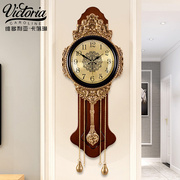 欧式豪华纯铜挂钟古典时尚，个性仿古创意，钟表客厅实木静音复古钟表