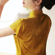 新中式晨袍新娘旗袍订婚2023改良女黄色高级感年轻款气质高端