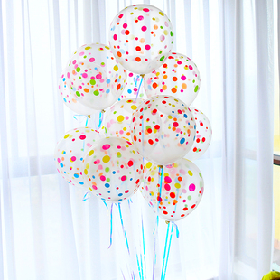 印花糖果色波点圆点气球透明爱心心形气球婚礼婚房装饰派对布置
