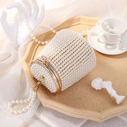 跨境珍珠晚宴包 网红款mini手提晚装包小众包 diy珍珠水桶包