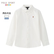 polosport童装男童衬衫，长袖2024儿童白色衬衣，男纯棉演出校服