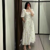 WMXZ自制夏季甜美花朵白色刺绣府绸泡泡袖方领连衣裙8338801