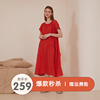 朵朵可可睡衣2024高级感可外穿红色睡裙夏季睡裙纯棉短袖长裙