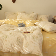 全棉嵌条蕾丝四件套小碎花纯棉，活性小清新风床单床笠被套床上用品