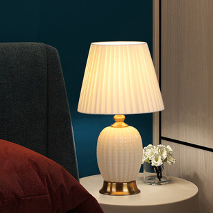 美式简约中式现代陶瓷台灯床头灯卧室床头柜房间创意调光灯具