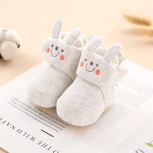 新生婴儿鞋袜春秋季不掉3-6-8-9个月学步软底，可爱0-1岁宝宝棉鞋子