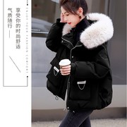 时尚大毛领羽绒棉服女短款冬季韩版宽松加厚保暖小个子棉衣外套潮