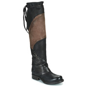 a.s.98女靴低跟绑腿欧美风显瘦真皮长筒靴黑色，2024冬季骑士靴