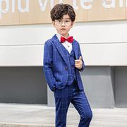 2022秋季童装男童韩版西装 儿童格子西服马甲套装中小童定制