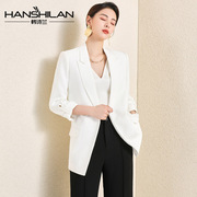 秋季白色西装外套女2021小众设计感职业装休闲高级感西服套装