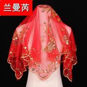 红盖头结婚新娘主婚纱中式婚礼秀禾夏季用蒙头红色喜帕半透明头纱