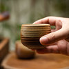 日式柴烧手工螺纹茶杯，复古陶瓷粗陶杯功夫，茶杯套装品茗杯主人杯