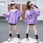 女童卫衣春装2022韩版洋气儿童春秋女孩连帽上衣中大童外套潮