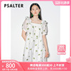 诗篇可颜女装2022夏季白色宽松翻领提花雪纺，娃娃裙连衣裙