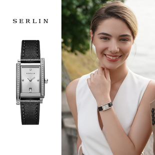 serlin女士腕表简约时尚气质，手表女轻奢，小众小方表防水石英表