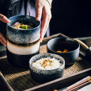 创意日式米饭碗吃饭碗，简约小号陶瓷碗，汤碗家用餐厅调料碗早餐碗