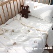 儿童毯子牛奶绒加豆豆毯新生儿宝宝安抚盖毯婴儿小被子保暖透气毯