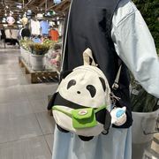 书包双肩包背包帆布学生少女心韩版可爱萌卡通熊猫百搭单肩斜挎包