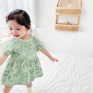 女童裙子卡通韩版夏季儿童连衣裙纯棉女宝宝婴儿衣服baby dress