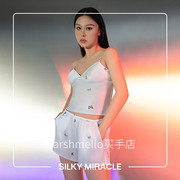 周雨彤同款SILKY MIRACLE蓝色蝴蝶真丝吊带水晶桑蚕丝国内