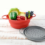厨房工具圆形伸缩硅胶折叠滤水篮家用沥水篮蔬菜水果沥水篮子