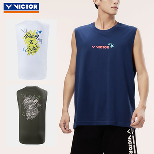 victor羽毛球服男女无袖威克多夏季薄款透气宽松速干短袖T恤
