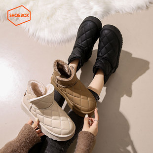 达芙妮旗下鞋柜雪地靴女2023厚底增高加绒加厚防滑保暖面包鞋