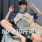 韩版夏季男士短袖休闲家居服2024薄款卡通可爱睡衣青少年套装