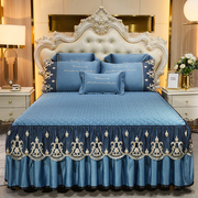 欧式真丝床罩床裙单件加厚水洗床单保护套纯色夹棉1.8x2.0x2.2m床