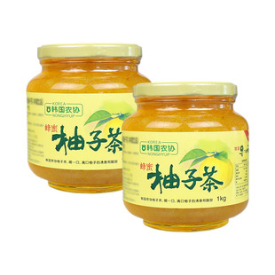 韩国农协蜂蜜柚子茶1kg*2 两瓶组合装韩国进口罐装冲饮泡水喝