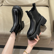 马丁靴女英伦风2023夏季薄款烟筒短靴瘦瘦靴小个子厚底机车靴