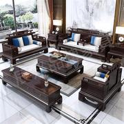 新中式罗汉床实木沙发组合大户型，中式禅意高档别墅，客厅木家具套装