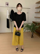 现!韩国东大门女装，2024夏圆领短袖露背设计小性感衬衫